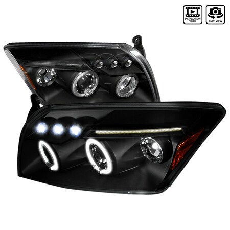 Spec-D Tuning 07-12 Dodge Caliber Halo LED Projector Black 2LHP-CAL06JM-TM